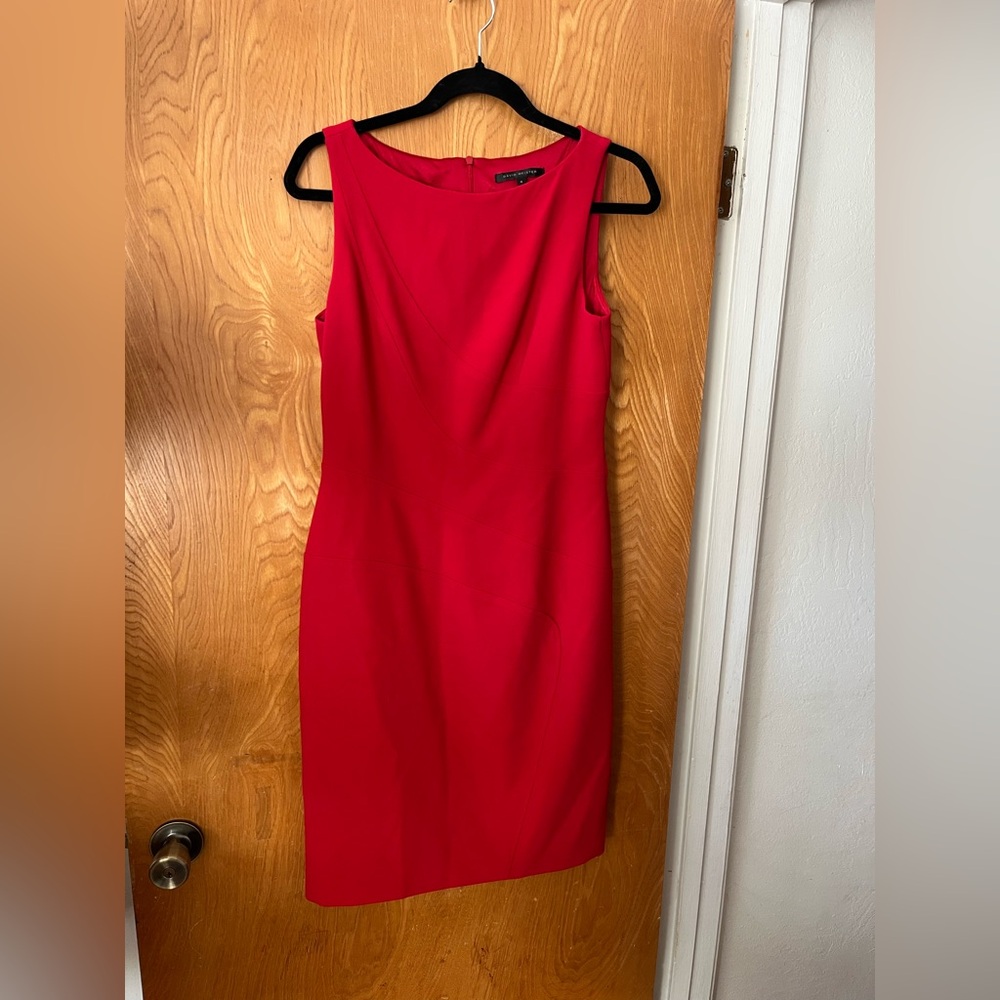 David Meister Red Sheath sleeveless Midi Dress 4